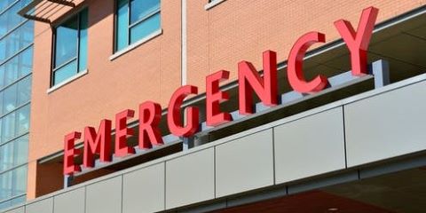 hospital red emergency sign
