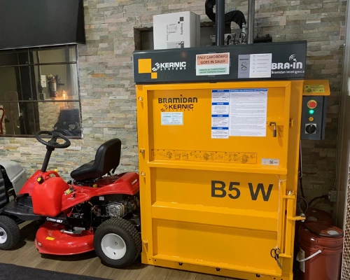 yellow b5 baler in grocery store