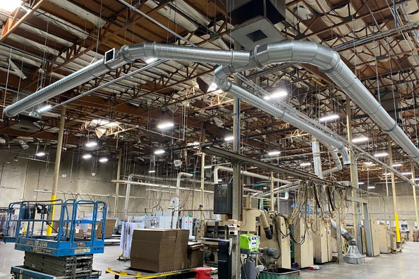 diverted ductwork in warehouse